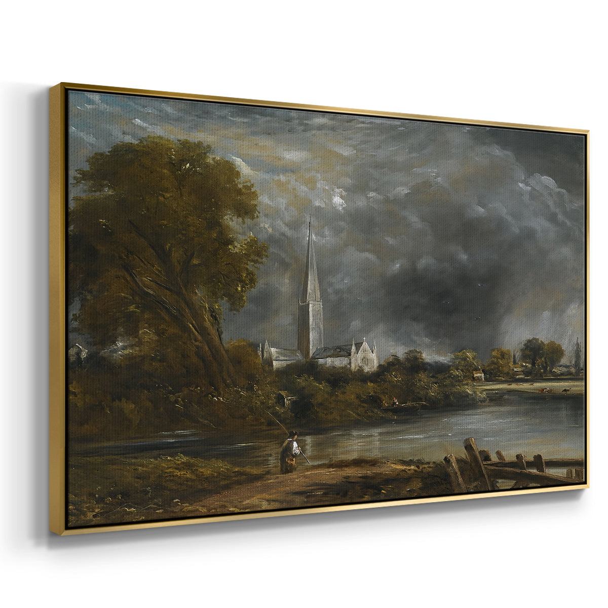 Salisbury Cathedral from the Meadows, c. 1831 - Floater Framed Canvas Print