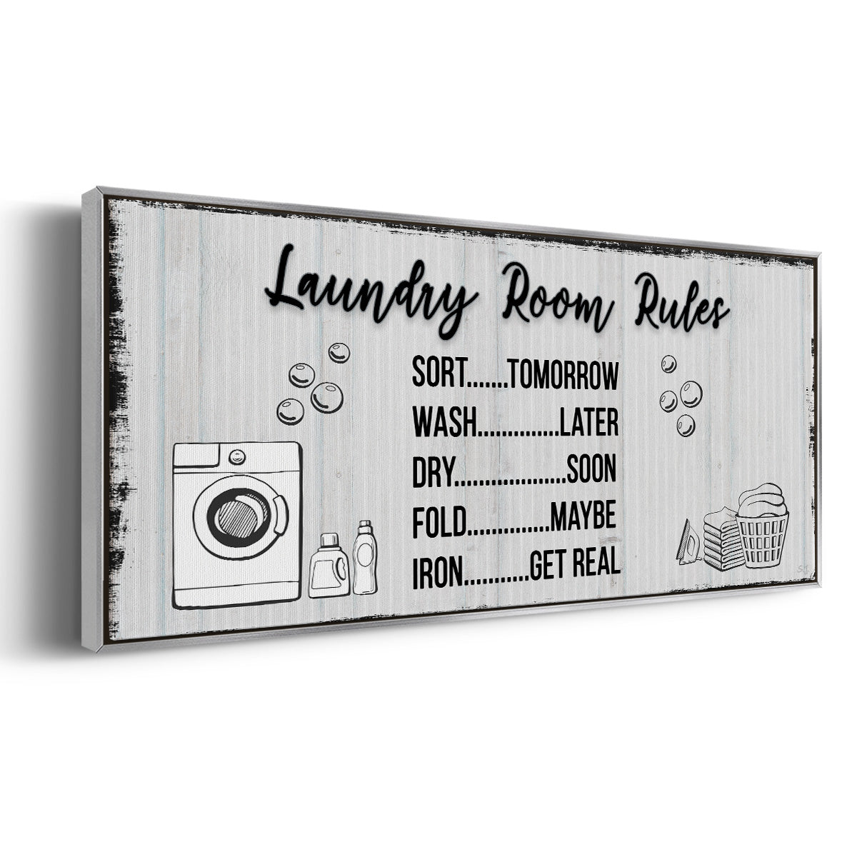 Laundry Room Rules - Floater Framed Canvas Print