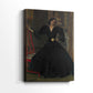 Side view of a canvas art print of a composed portrait with elegant simplicity, showing gallery-wrapped depth.