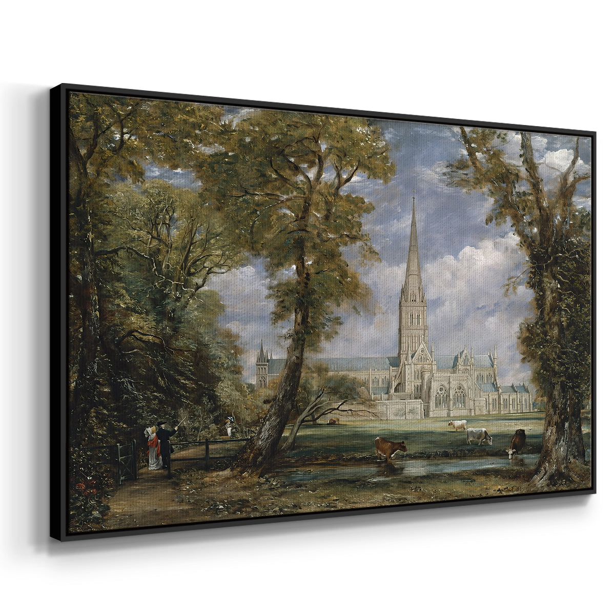 Salisbury Cathedral from the Bishop's Grounds, c. 1825 - Floater Framed Canvas Print