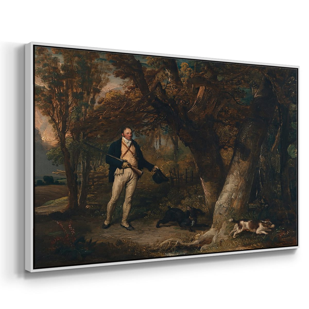 The Reverend Thomas Levett and Favourite Dogs, Cock-Shooting, 1811 - Floater Framed Canvas Print