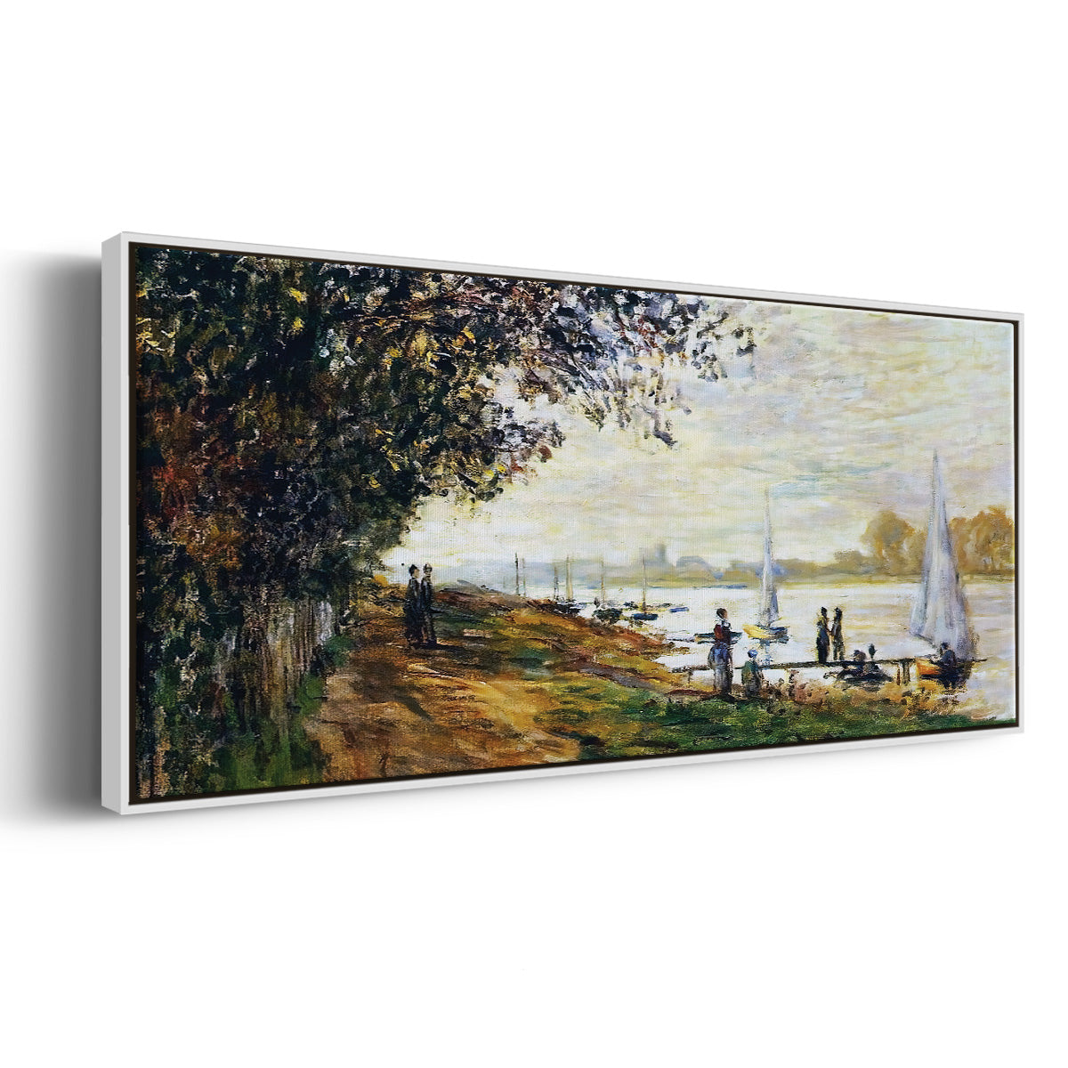 The Riverbank at Le Petit - Floater Framed Canvas Print