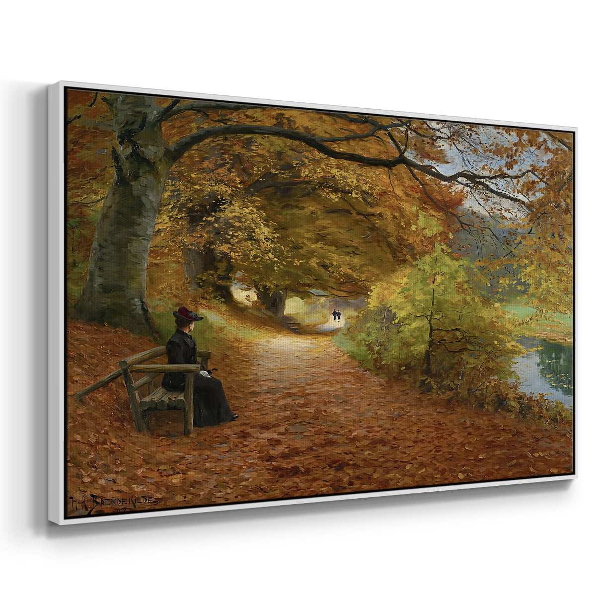 A Wooded Path in Autumn, 1902 - Floater Framed Canvas Print