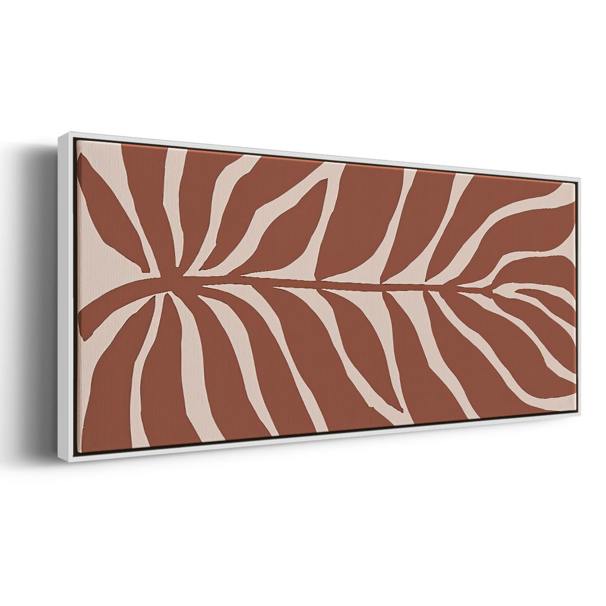 Terra Cotta Block Palms I - Floater Framed Canvas Print