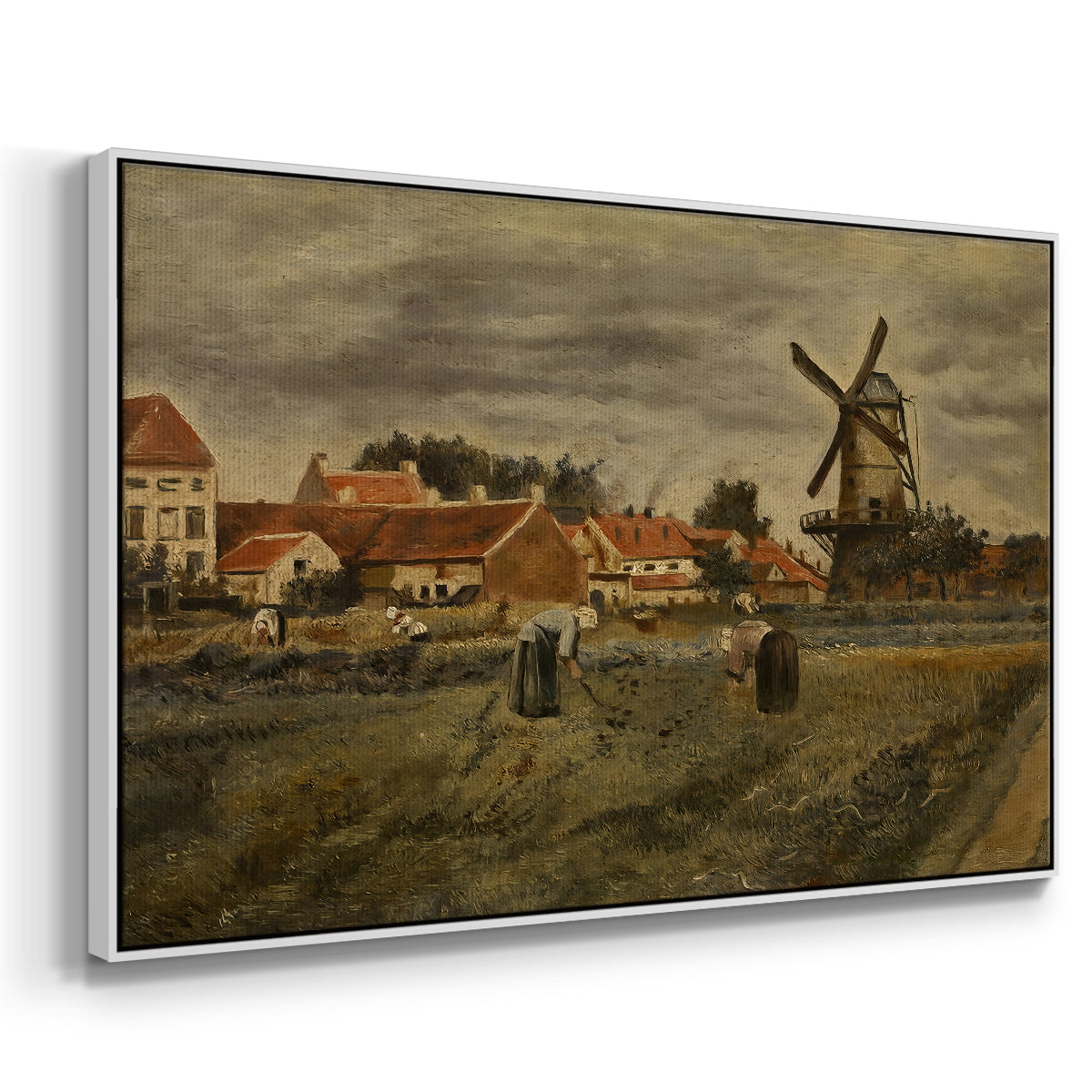 The Potato Harvest, c. 1875 - Floater Framed Canvas Print