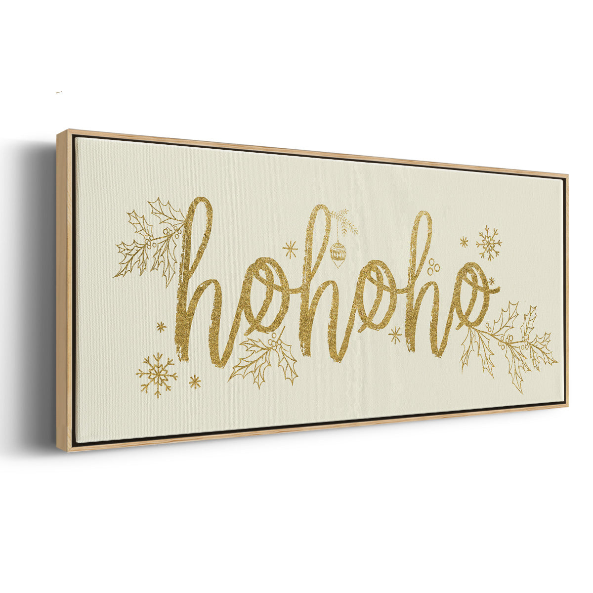 Golden HoHoHo - Floater Framed Canvas Print
