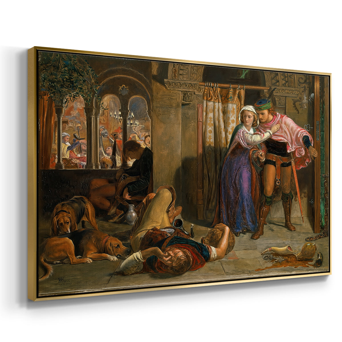 The Flight of Madeline and Porphyro, 1848 - Floater Framed Canvas Print