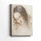 Side view of a canvas art print of a classical study with subtle expression and smooth lines, showing gallery-wrapped depth.
