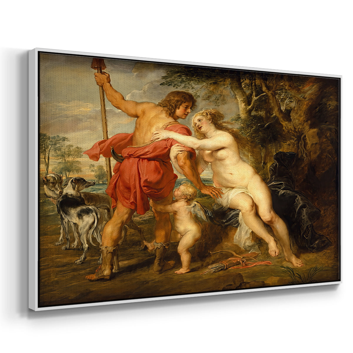 Venus and Adonis, c. 1635 - Floater Framed Canvas Print