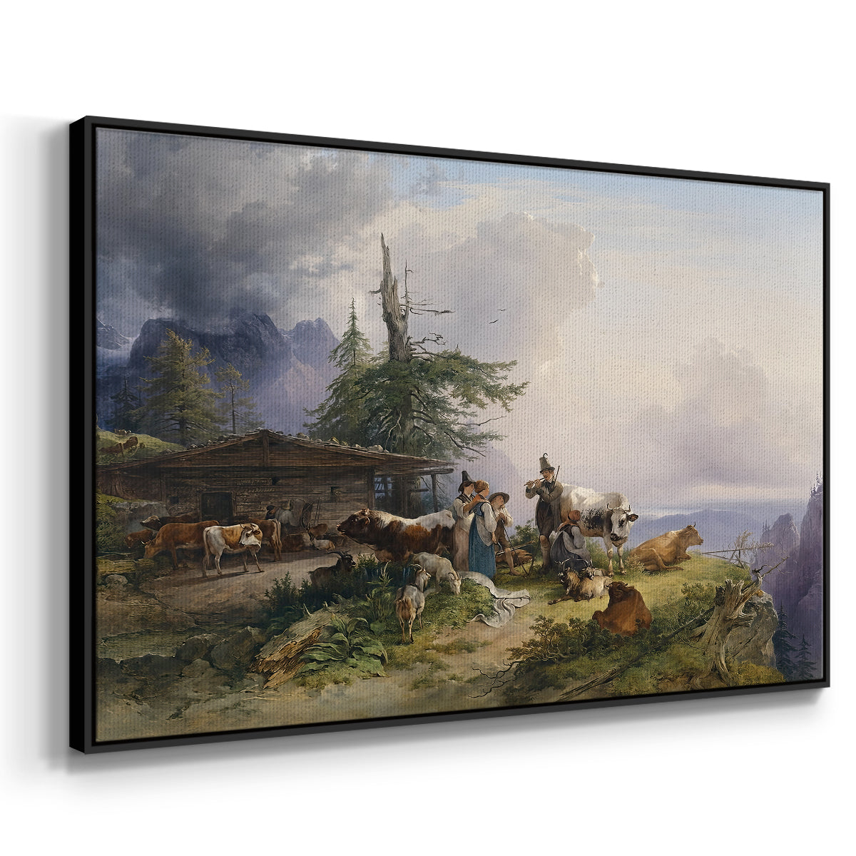 An Alpine Farm on the Untersberg, 1835 - Floater Framed Canvas Print