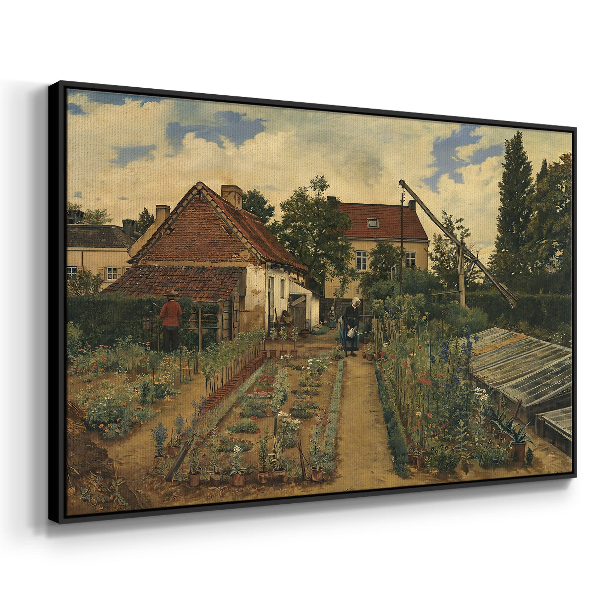 Garden of a Florist (The Flower Garden), 1864 - Floater Framed Canvas Print
