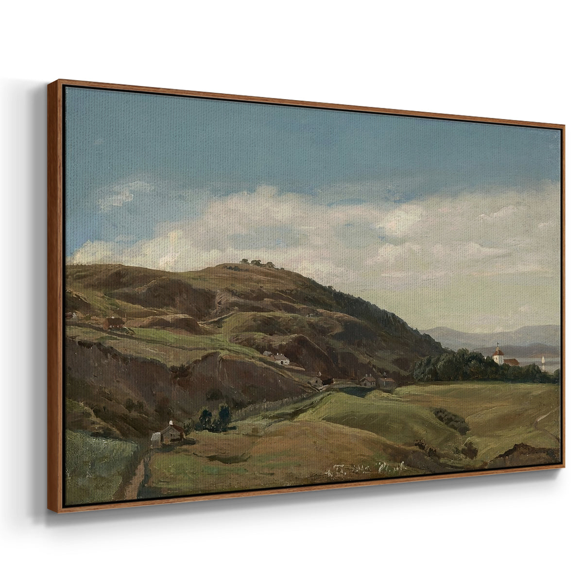 Ekeberg and Oslo Church, 1852 - Floater Framed Canvas Print