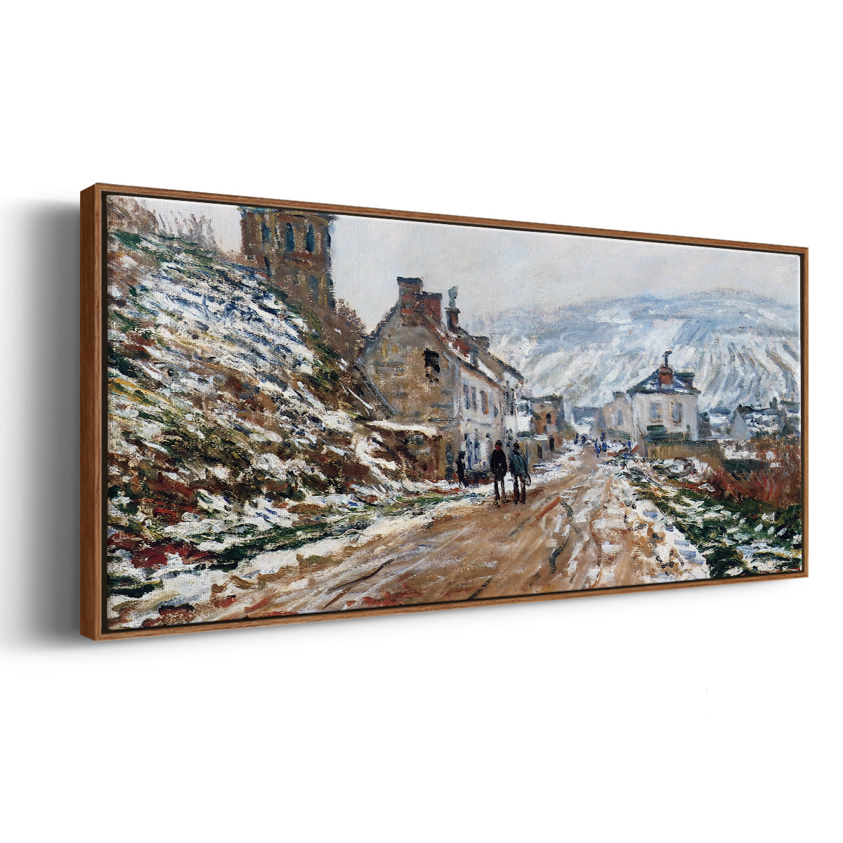 The Road in Vétheuil in Winter, 1879 - Floater Framed Canvas Print