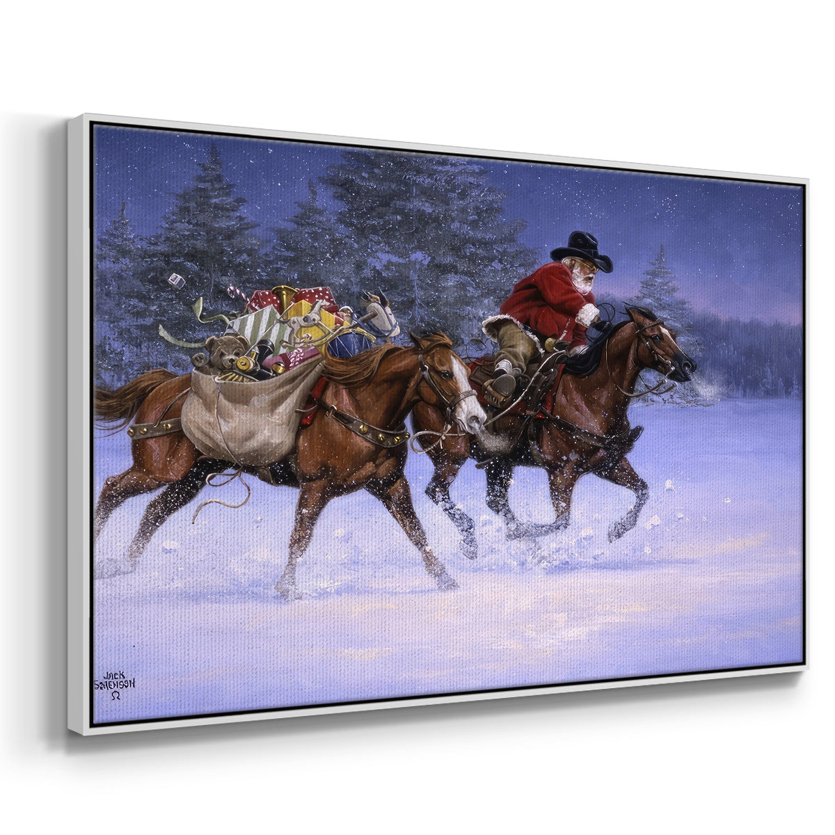 Christmas Rush - Framed Gallery Wrapped Canvas in Floating Frame