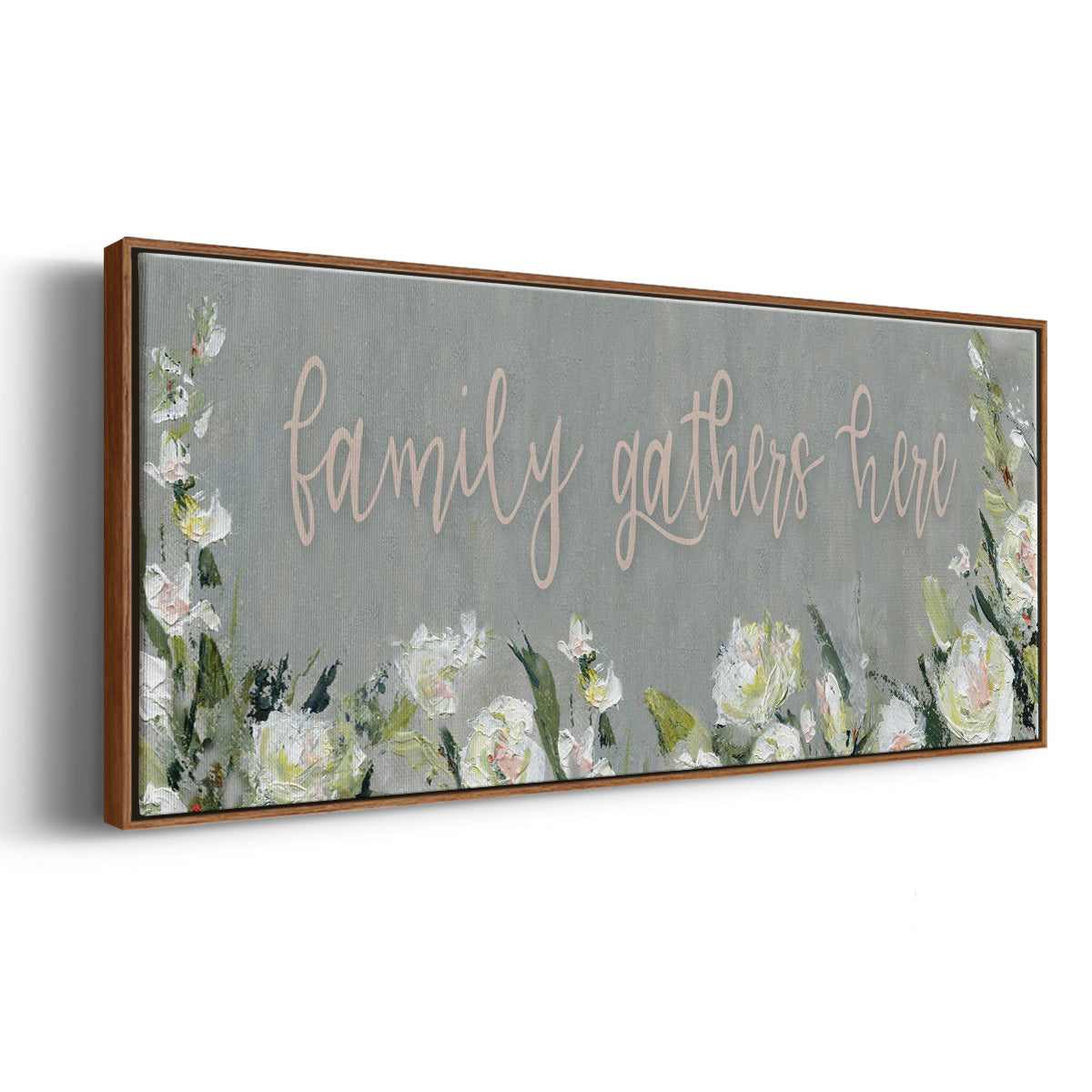 Family Gathers - Floater Framed Canvas Print