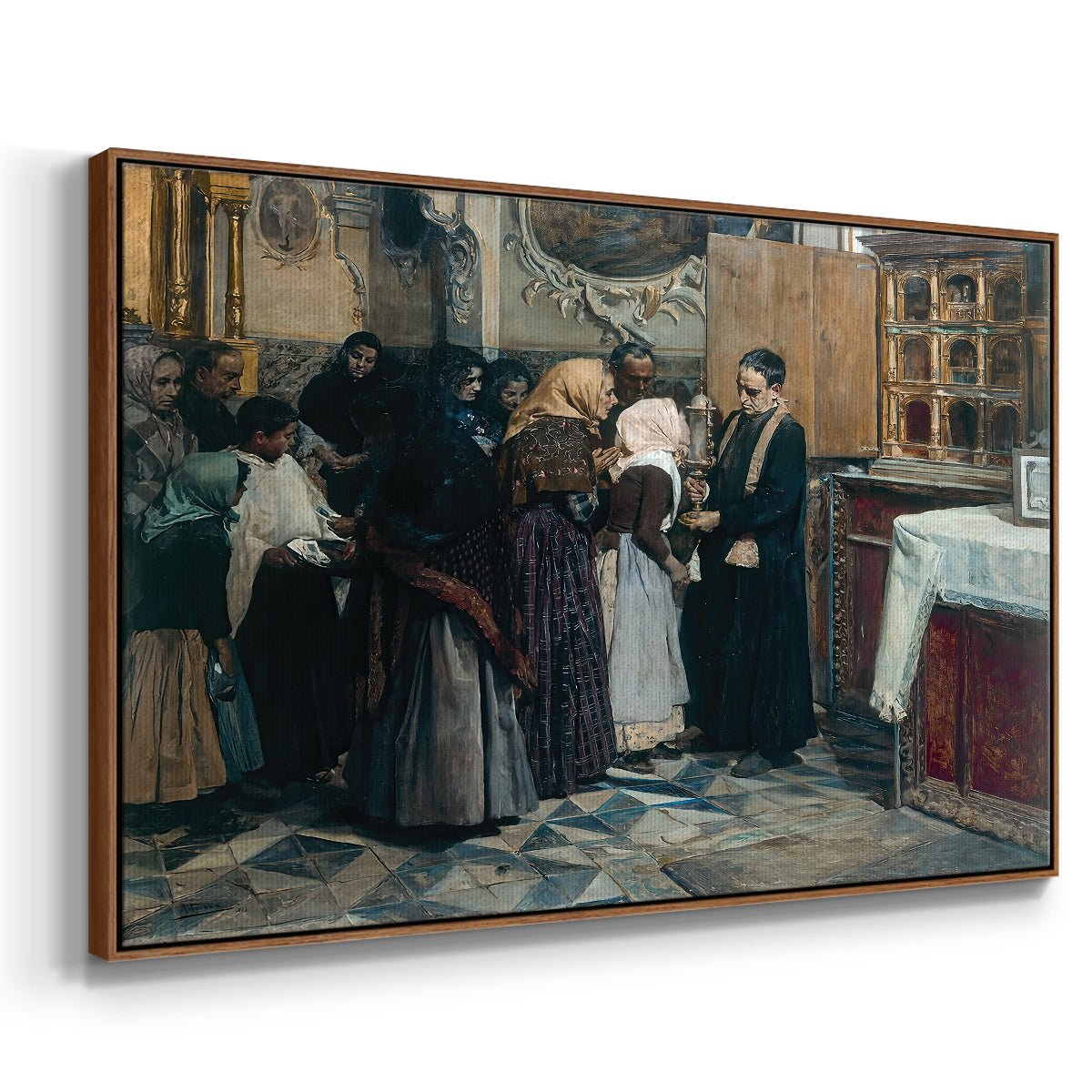 Kissing the Relic, 1893 - Floater Framed Canvas Print