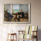 Impressionist interior scene by Édouard Manet in an ornate champagne frame displayed in a light-toned interior setting.