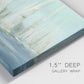 Close-up view of wrapped canvas corner featuring sailboats silhouetted at sunrise.