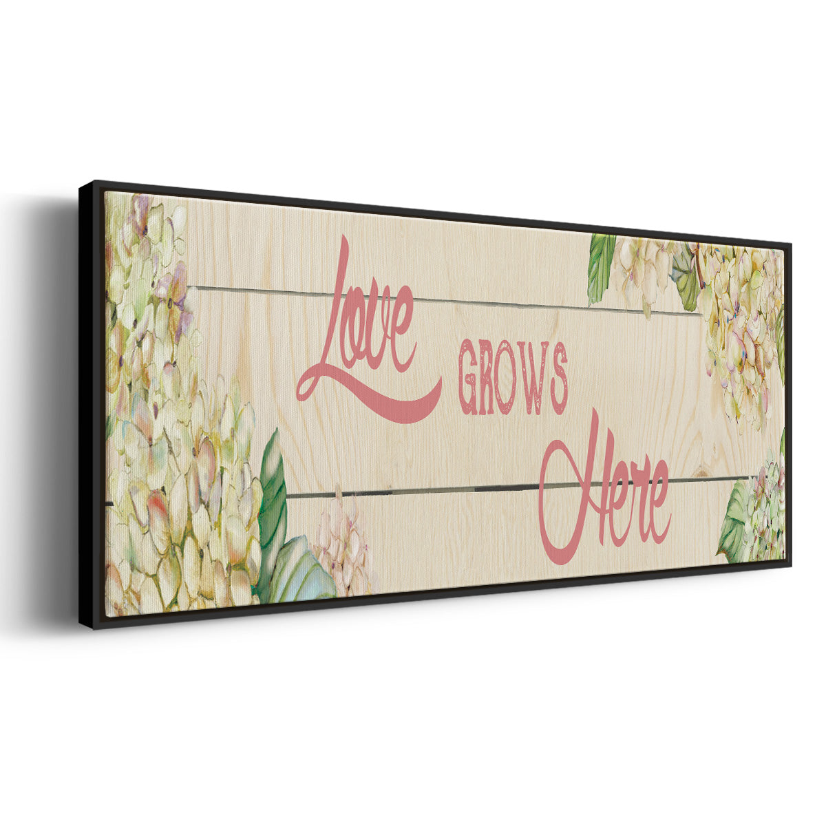 Love Grows Here - Floater Framed Canvas Print