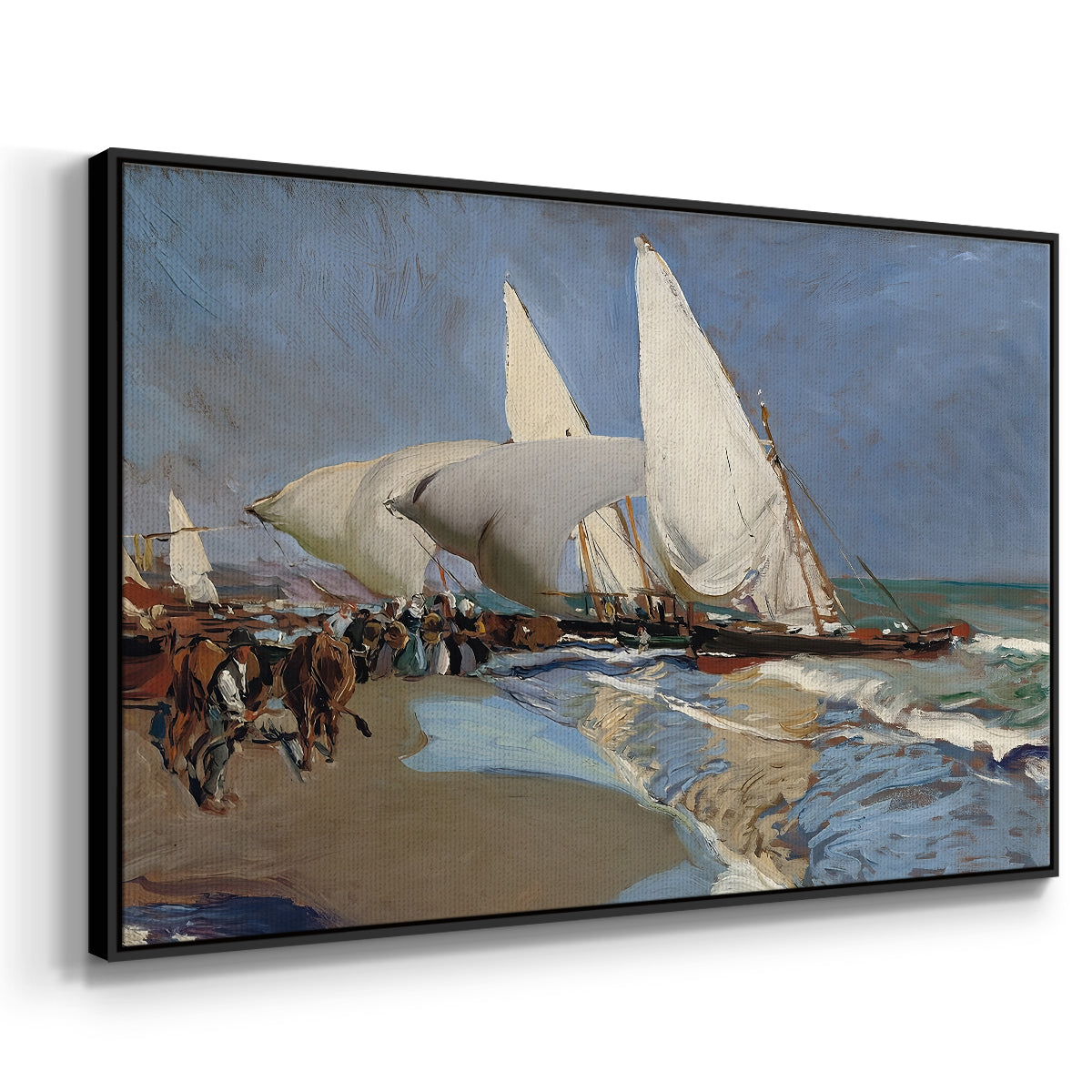 The Beach at Valencia, 1908 - Floater Framed Canvas Print