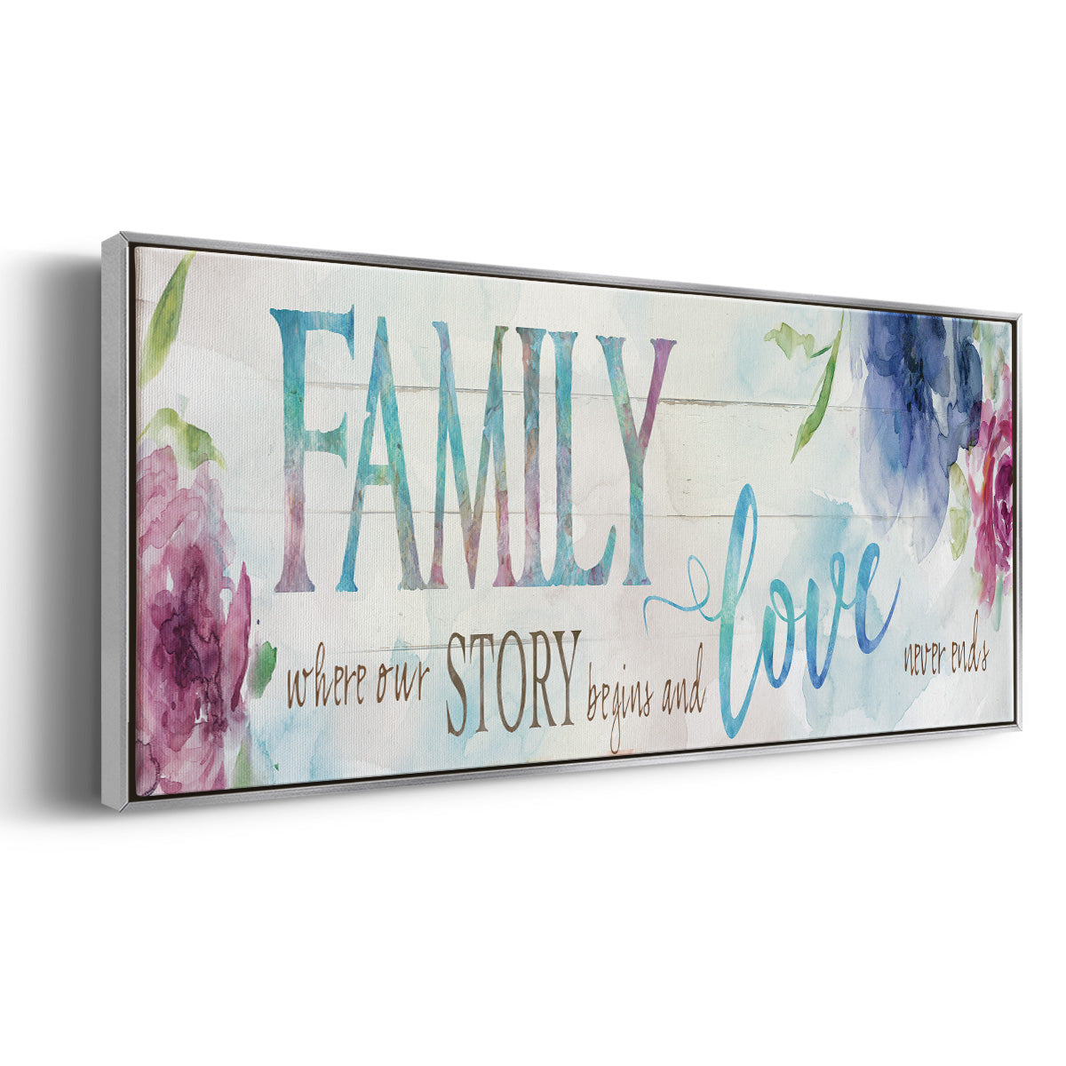 Family Love Story - Floater Framed Canvas Print