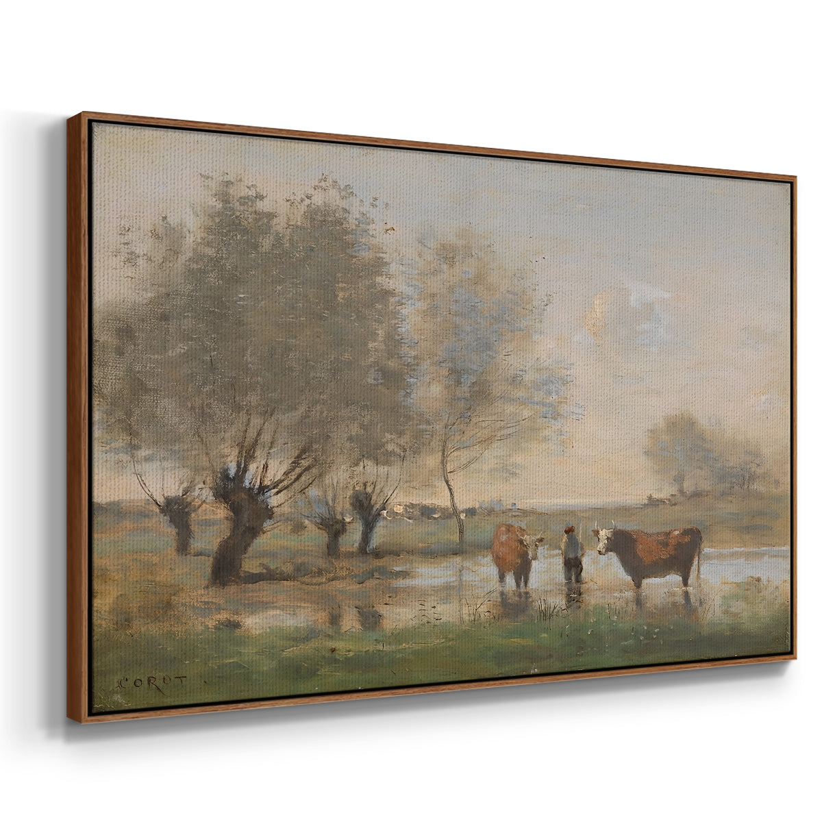 Cows in a Marshy Landscape, c. 1873-1874 - Floater Framed Canvas Print