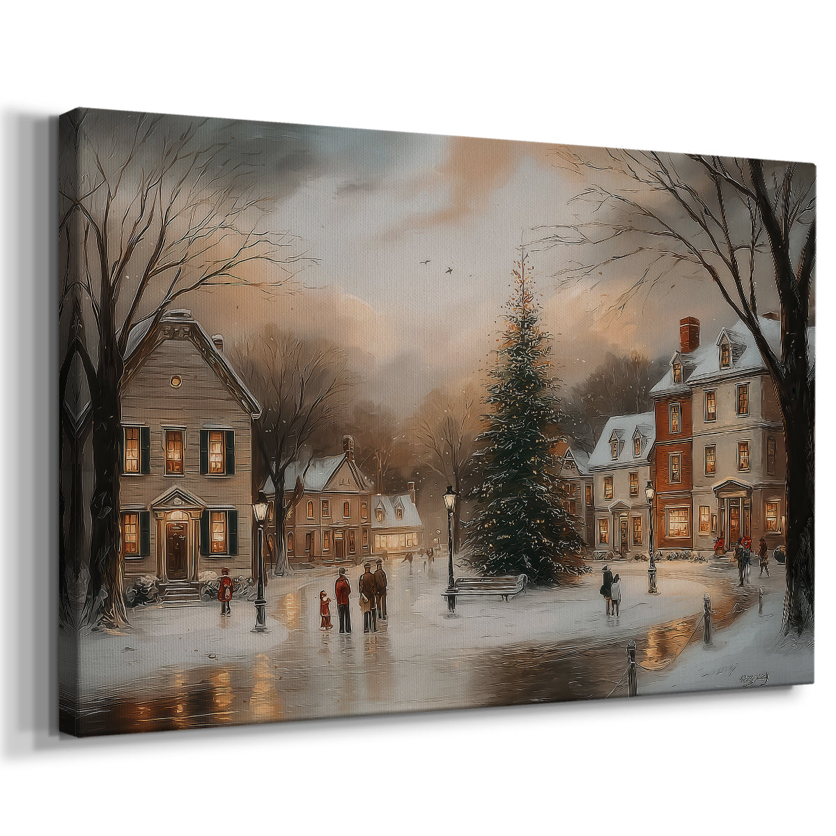 Warm Lantern Eve Green - Canvas Art Print