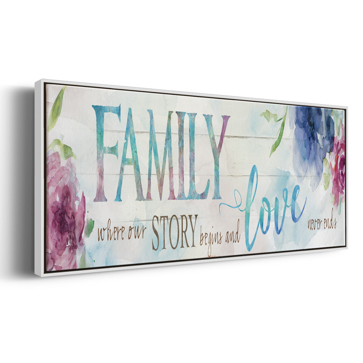 Family Love Story - Floater Framed Canvas Print