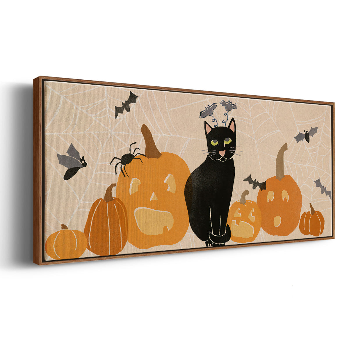 Pumpkin Patch Cats Collection D - Floater Framed Canvas Print