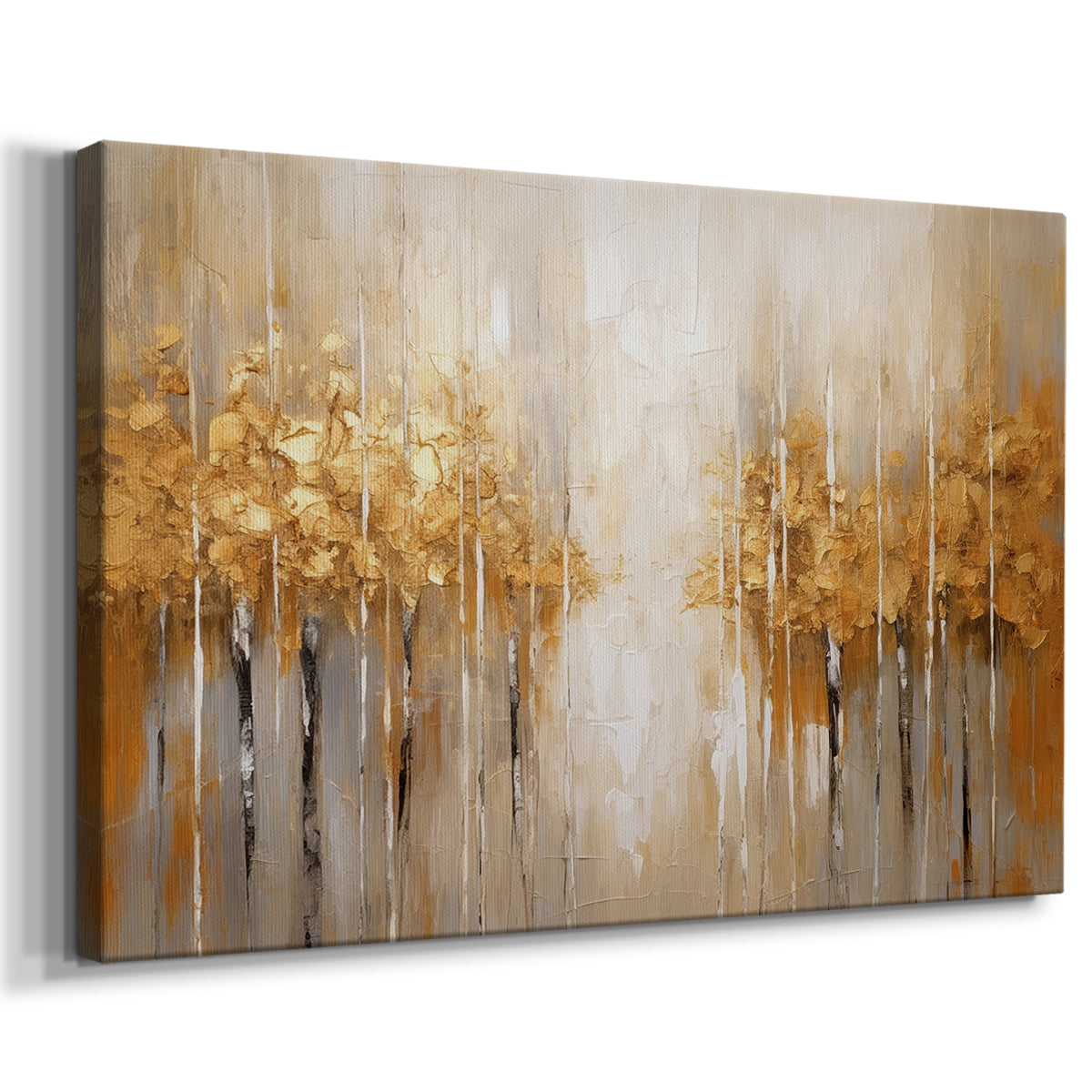 abstract art,modern art,golden trees,tranquil landscape,textured artwork,warm tones,cream colors,contemporary style,soothing imagery,nature depiction,color palette,serene atmosphere,wall decor,canvas painting,vibrant hues,abstract landscape,visual harmony,impressionistic art,nature-inspired,gold accents,minimalist design,abstract trees,elegant decor,decorative art,emotional resonance,home decor,unique artwork,calming colors,expressive art,rich textures,decorative elements,landscape representation