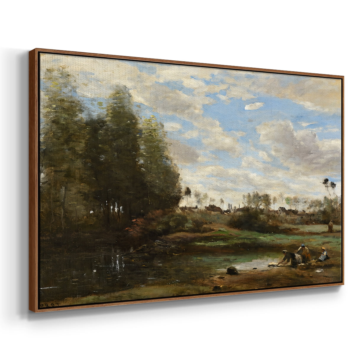 Washerwomen at the Water's Edge, c. 1860-1870 - Floater Framed Canvas Print