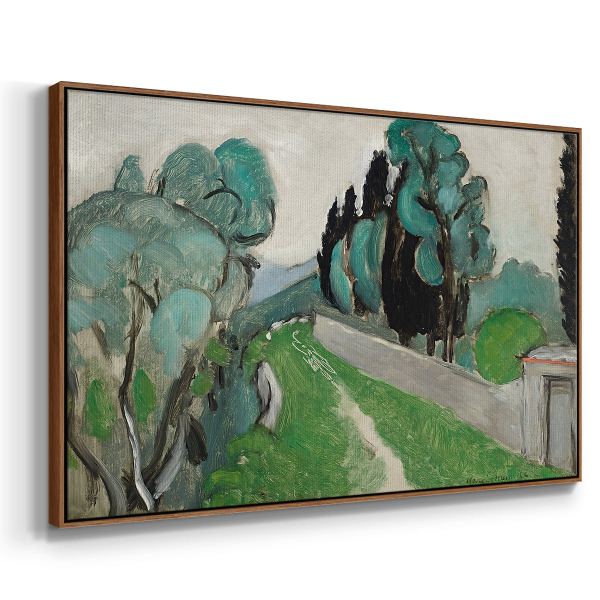 Landscape with Cypresses and Olive Trees near Nice, c. 1918 - Floater Framed Canvas Print