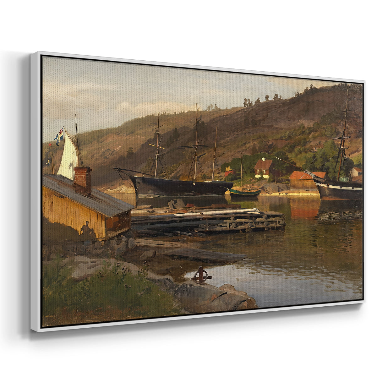 Landingsbrygge Husvik, Drøbak, 1875 - Floater Framed Canvas Print