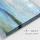 Close-up view of wrapped canvas corner featuring narrow island inlet waters.