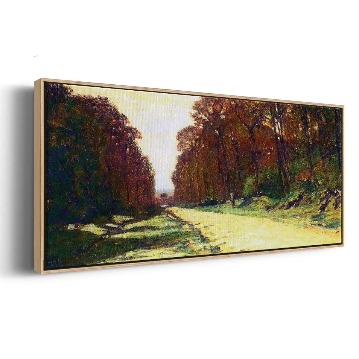 Road in a Forest Fontainebleau, 1864 - Floater Framed Canvas Print