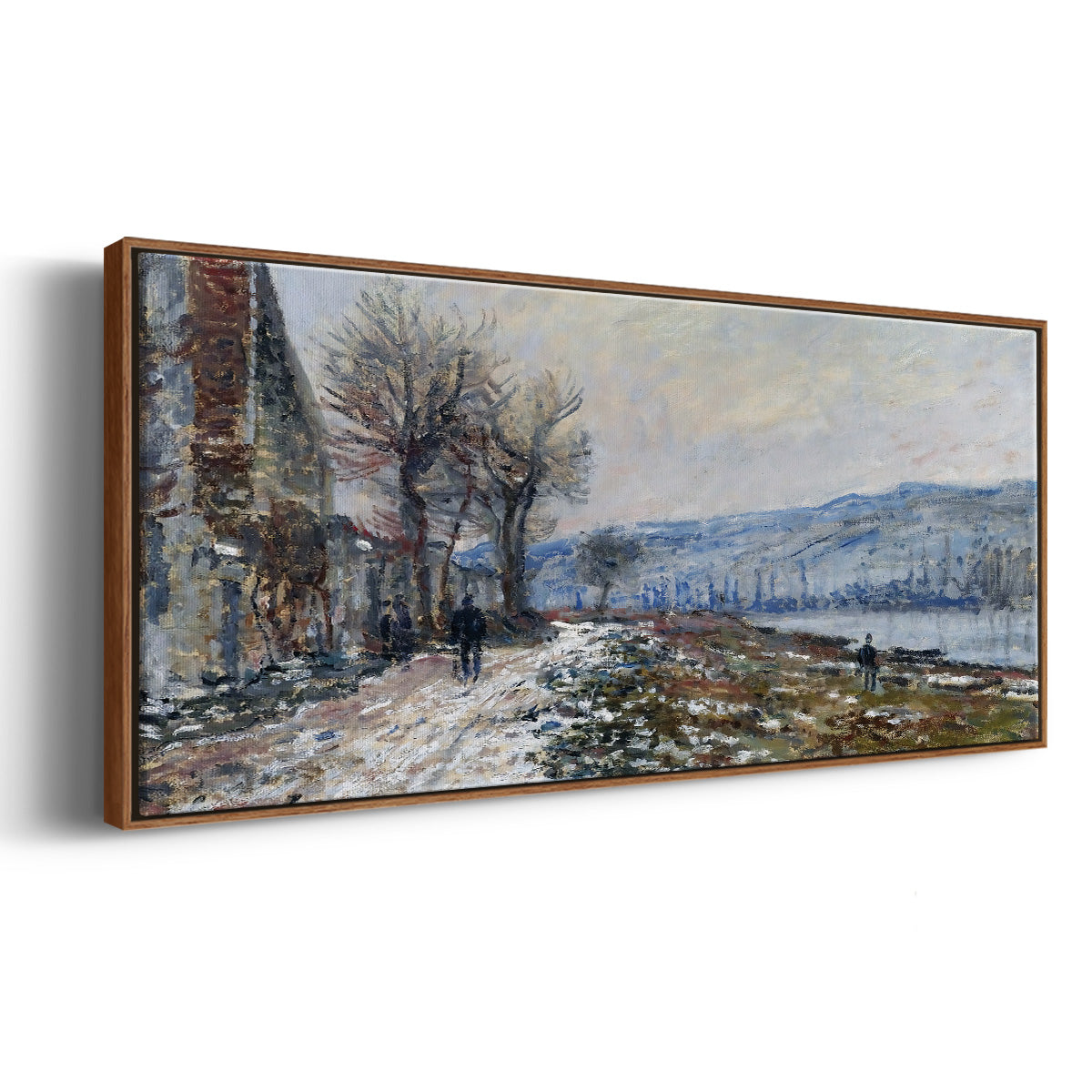The Seine at Lavacourt, Effect of Snow, 1879 - Floater Framed Canvas Print