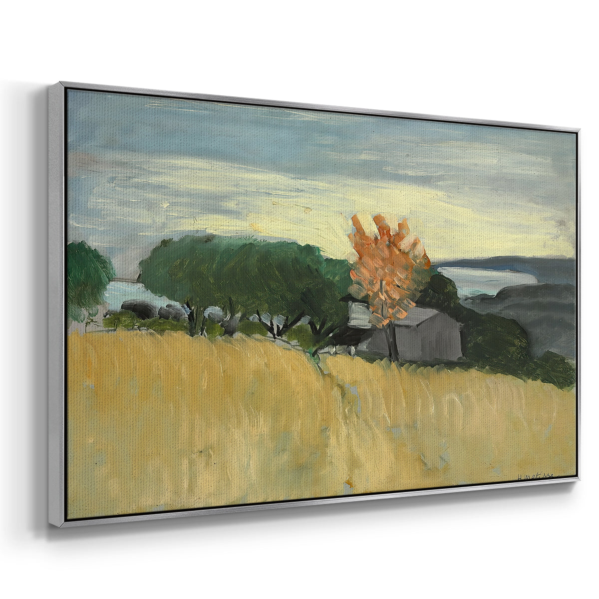 Fields of Wheat in Cagnes, 1918 - Floater Framed Canvas Print