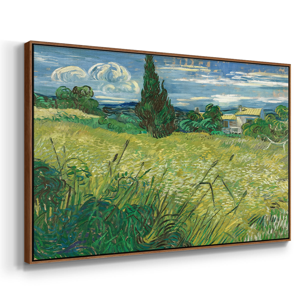 Green Wheat Field with Cypress, 1889 - Floater Framed Canvas Print