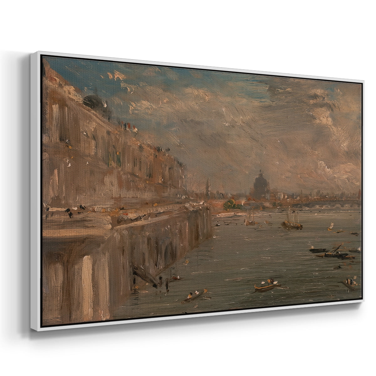 Somerset House Terrace from Waterloo Bridge, c. 1819 - Floater Framed Canvas Print