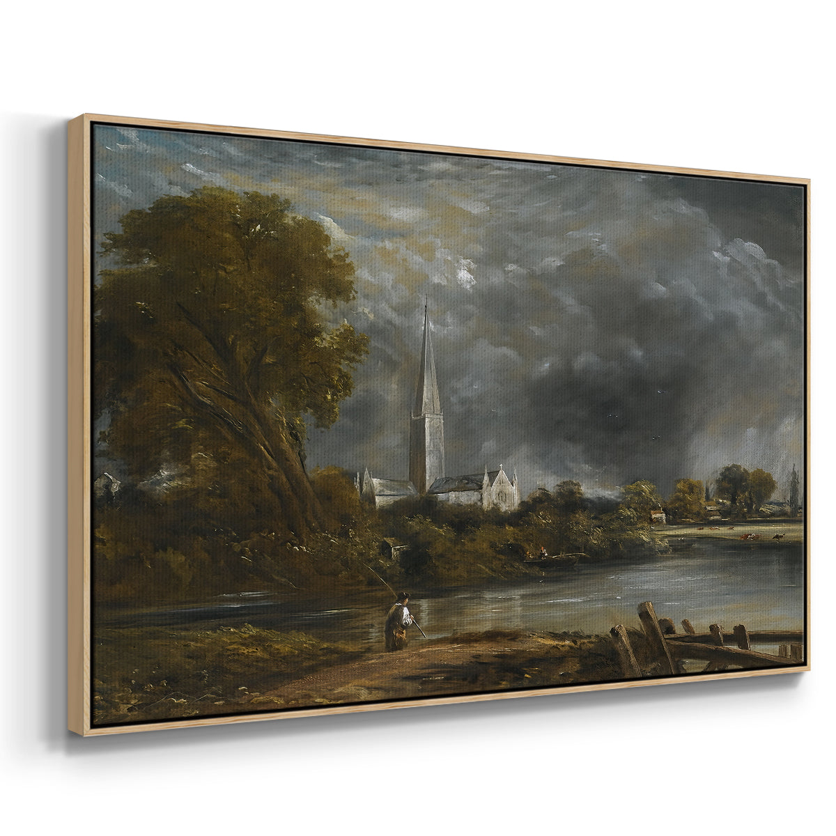 Salisbury Cathedral from the Meadows, c. 1831 - Floater Framed Canvas Print