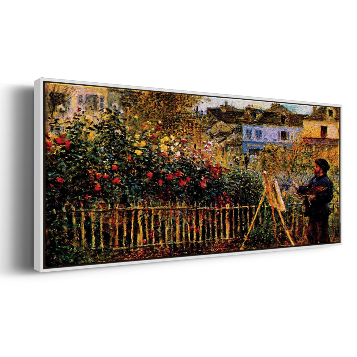 Monet Painting in His Garden in Argenteuil - Floater Framed Canvas Print