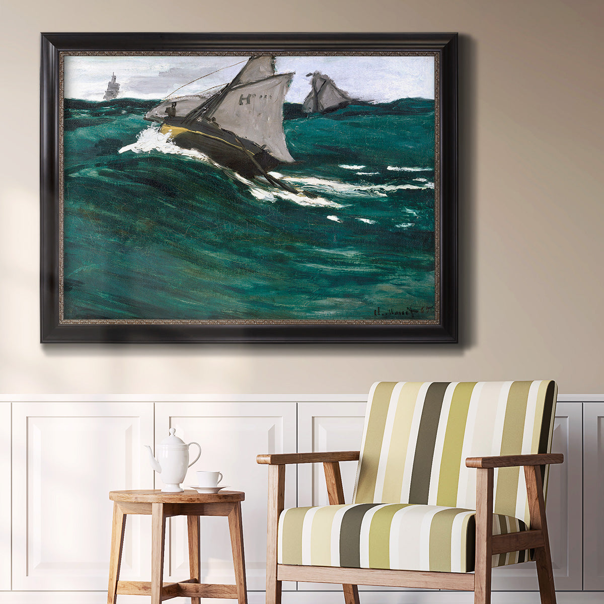 The Green Wave - Ornate Framed Canvas Print