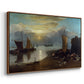 Sun Rising through Vapour: Fishermen Cleaning and Selling Fish, c. 1807 - Floater Framed Canvas Print
