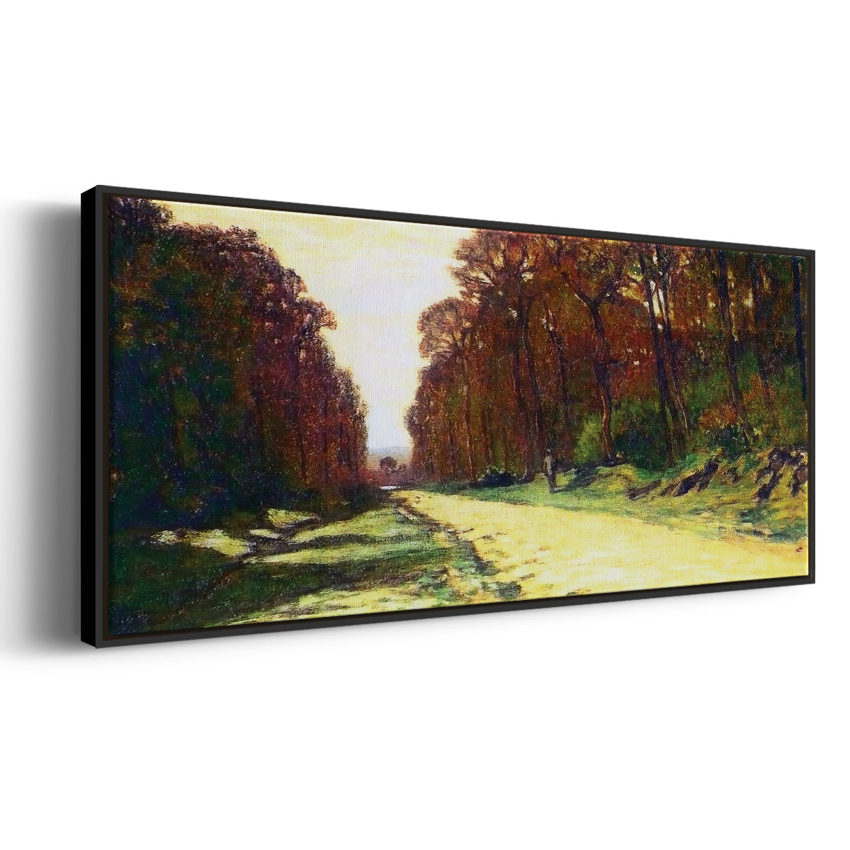 Road in a Forest Fontainebleau, 1864 - Floater Framed Canvas Print