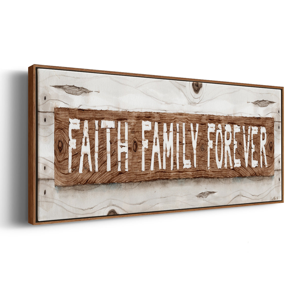 Faith Family Forever - Floater Framed Canvas Print