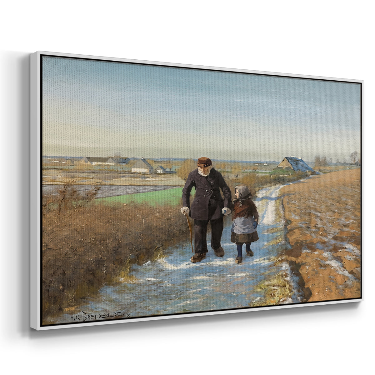 The Old Man and the Child, 1888 - Floater Framed Canvas Print