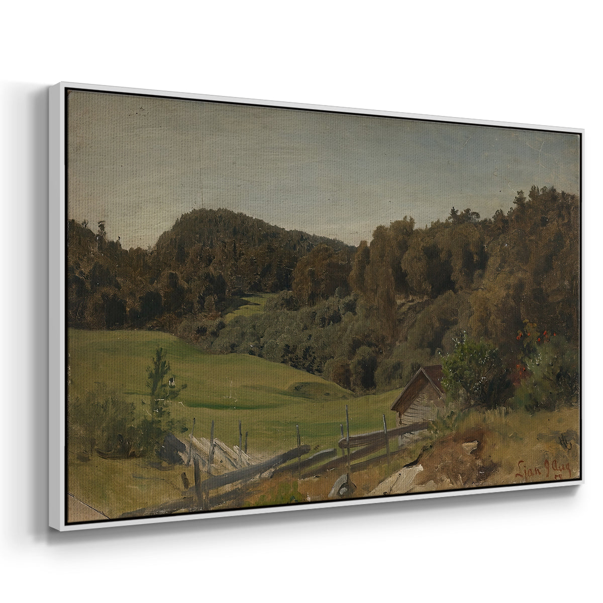 Landscape at Ljan, 1858 - Floater Framed Canvas Print