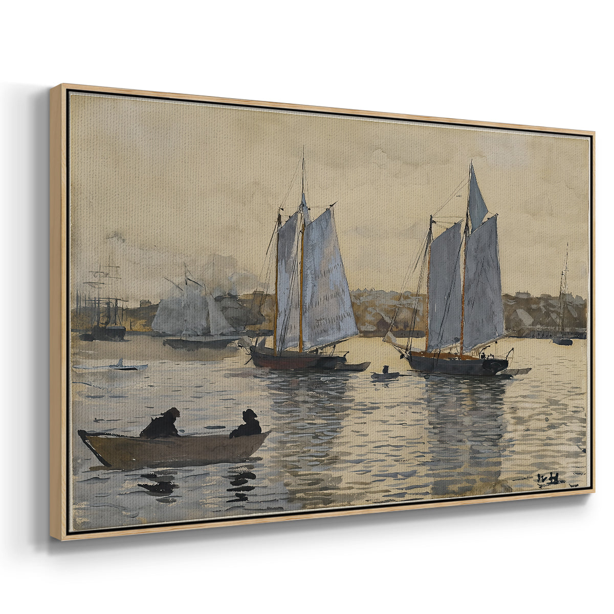Two Schooners, Gloucester, c. 1880 - Floater Framed Canvas Print