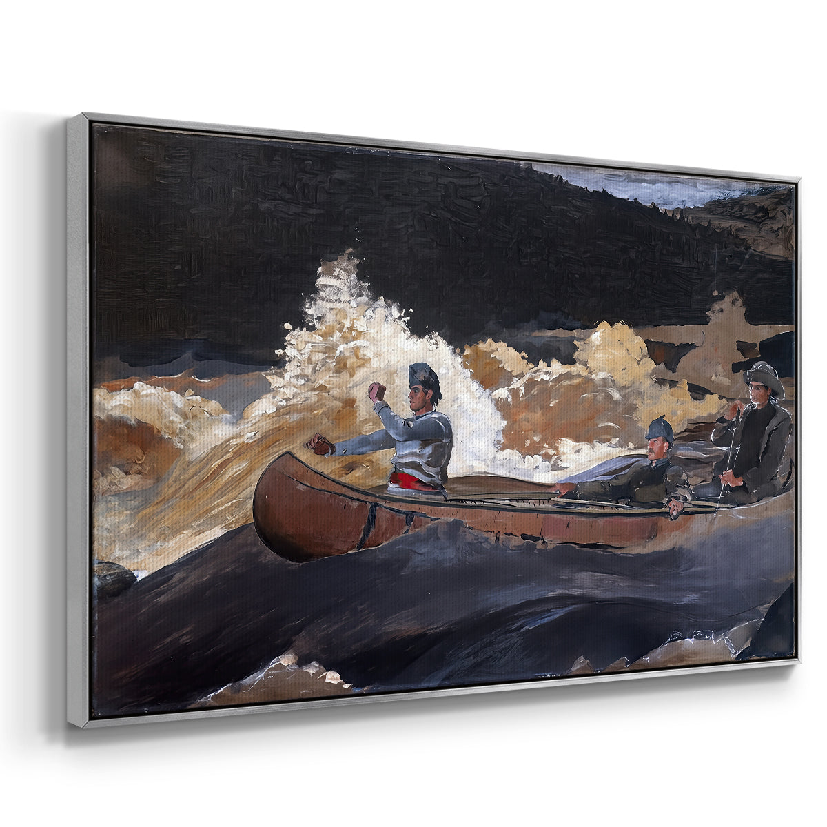 Shooting the Rapids, Saguenay River, 1905-1910 - Floater Framed Canvas Print