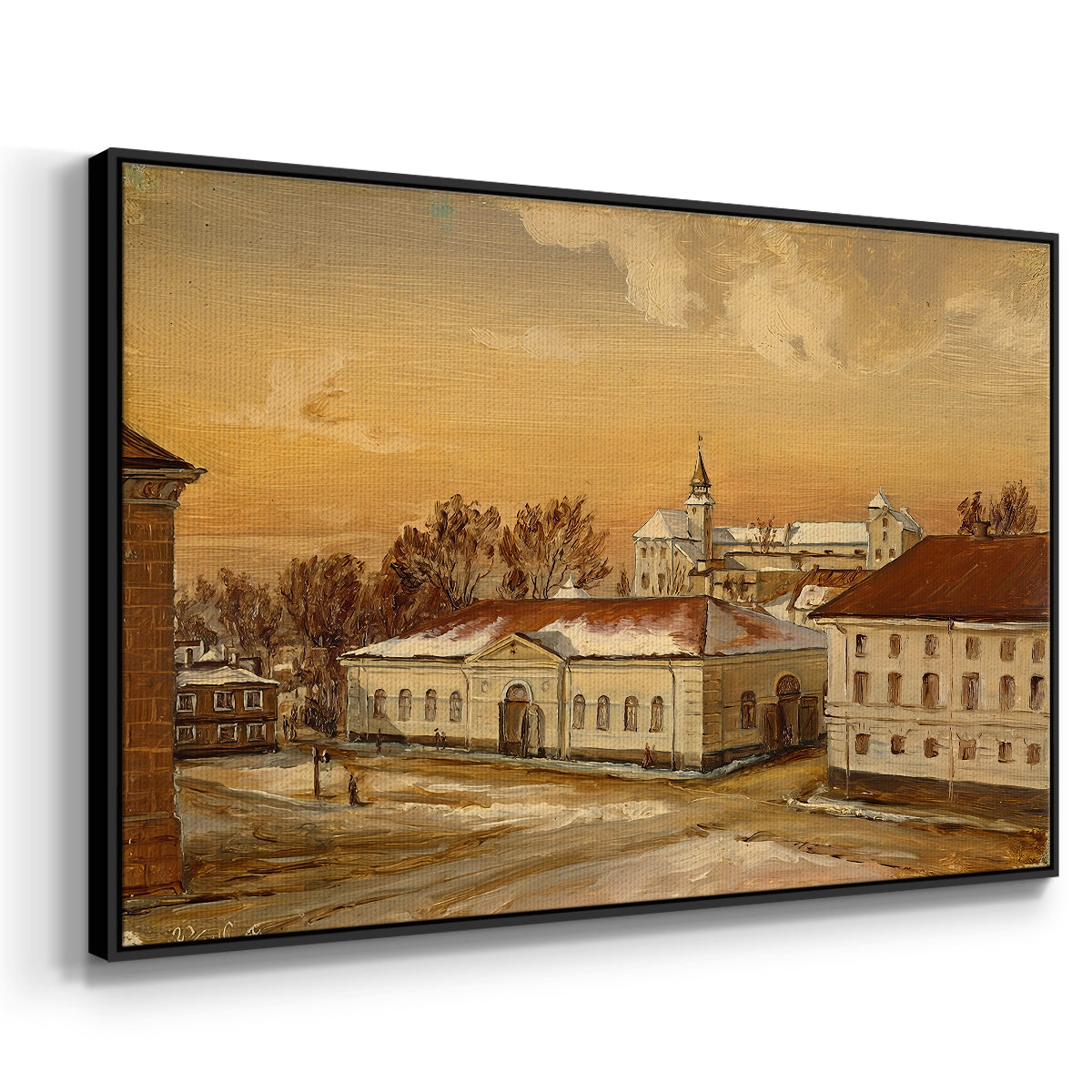 The Riding School at Akershus Castle, 1846 - Floater Framed Canvas Print